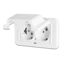 Rainproof outlet two white horizontal east-west